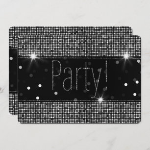 Schwarz & Silber Sparkeln Party Beleuchtung Geburt Einladung