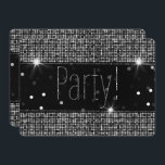 Schwarz & Silber Sparkeln Party Beleuchtung Geburt Einladung<br><div class="desc">Anpassen für jedes Ereignis</div>