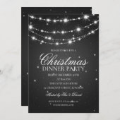 Schwarz & Silber Sparkling Chain Weihnachtsfest Pa Einladung (Vorne/Hinten)