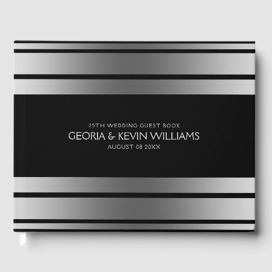 Schwarz-Silber-Streifen Gästebuch (Vorderseite)