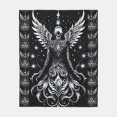 Schwarz-Silber-Tattoo-Engel Fleecedecke (Vorderseite)