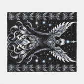 Schwarz-Silber-Tattoo-Engel Fleecedecke (Vorderseite (Horizontal))