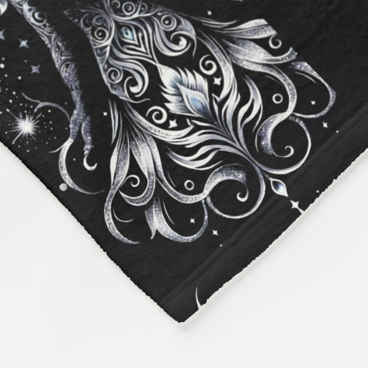 Schwarz-Silber-Tattoo-Engel Fleecedecke (Ecke)
