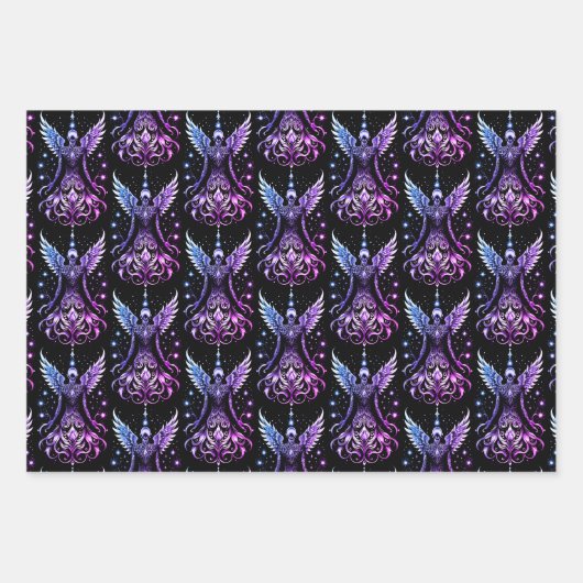 Schwarz-Silber-Tattoo-Engel Geschenkpapier Set (Vorderseite 3)