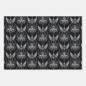 Schwarz-Silber-Tattoo-Engel Geschenkpapier Set (Vorderseite)