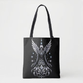 Schwarz-Silber-Tattoo-Engel Tasche (Vorderseite)