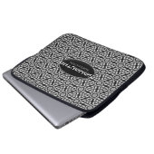 Schwarz-Silber-Tribal-Muster Laptop-Sieb Laptopschutzhülle (Vorne Knopf)