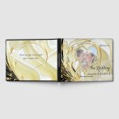 Schwarz-Silber und Gold-Satin, Kupfer/Messing-Text Gästebuch (Voll)