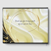 Schwarz-Silber und Gold-Satin, Kupfer/Messing-Text Gästebuch (Rückseite)