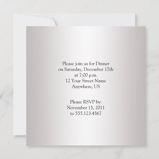 Schwarz-Silber-Urlaubsbaum Einladung (Rückseite)