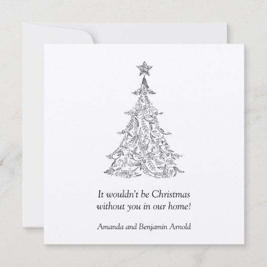 Schwarz-Silber-Urlaubsbaum Einladung (Vorderseite)