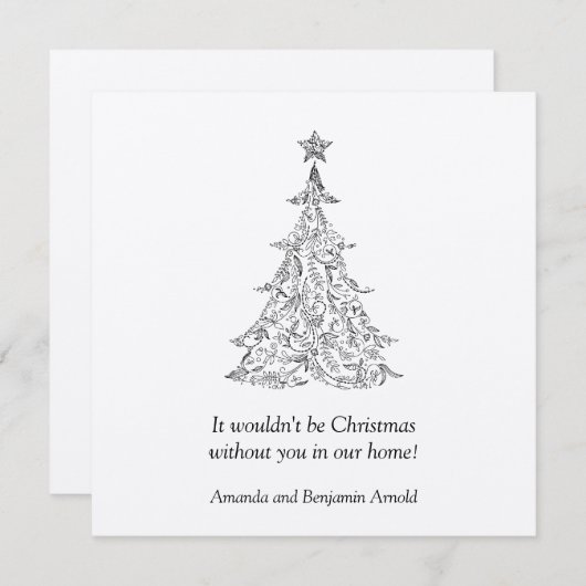 Schwarz-Silber-Urlaubsbaum Einladung (Vorne/Hinten)