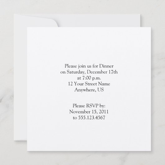 Schwarz-Silber-Urlaubsbaum Einladung (Rückseite)