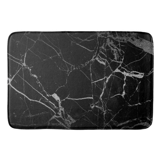 Schwarz-Silber-Venenmarmor Badematte (Vorderseite)