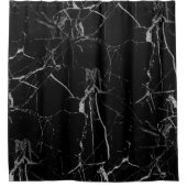 Schwarz-Silber-Venenmarmor Duschvorhang (Vorderseite)