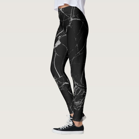 Schwarz-Silber-Venenmarmor Leggings (Links)