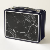 Schwarz-Silber-Venenmarmor Metall Brotdose (Rückseite)