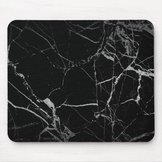 Schwarz-Silber-Venenmarmor Mousepad (Vorne)