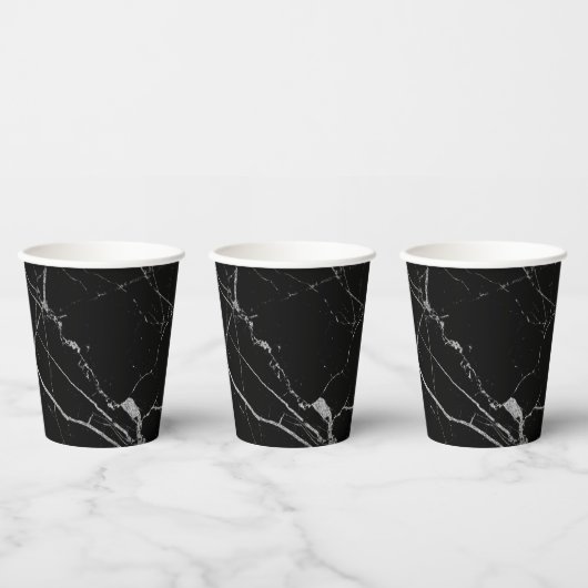 Schwarz-Silber-Venenmarmor Pappbecher (Multi)