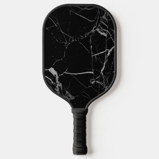 Schwarz-Silber-Venenmarmor Pickleball Schläger (Vorderseite)