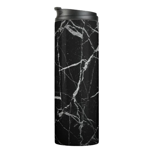 Schwarz-Silber-Venenmarmor Thermosbecher (Nach rechts gedreht)