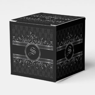 Schwarz & Silber Verziert Gotik Mit Monogramm Geschenkschachtel