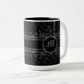 Schwarz & Silber Verziert Gotik Mit Monogramm Zweifarbige Tasse (VorderseiteRechts)