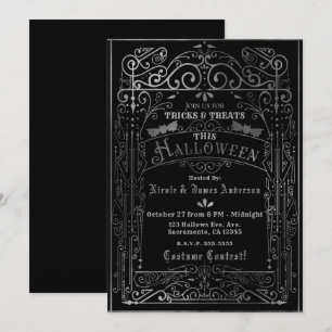 Schwarz & Silber Vintage Viktorianischer Dekor Hal Einladung