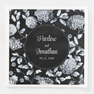 Schwarz-Silber-Vintage Weintraube Hochzeit Serviette