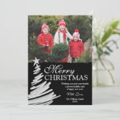 Schwarz-Silber Weihnachtsbaumkarte Feiertagskarte (Stehend Vorderseite)