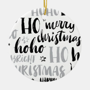 Schwarz & Silber Weihnachtswortkunst Niedliche Äst Keramik Ornament