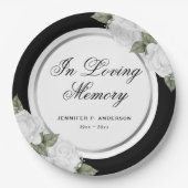 Schwarz-Silber-Weiß-Gedenkfeier Pappteller (Vorderseite)