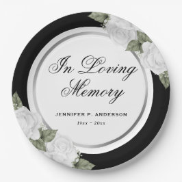 Schwarz-Silber-Weiß-Gedenkfeier Pappteller