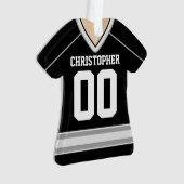 Schwarz/Silber/Weiß-Hockey Jersey Ornament (Vorderseite)