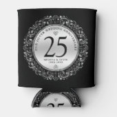 Schwarz-Silber-Wirbel Circle Frame 25. Hochzeit Dosenkühler (Vorderseite)