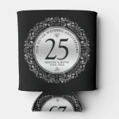 Schwarz-Silber-Wirbel Circle Frame 25. Hochzeit Dosenkühler (Rückseite)