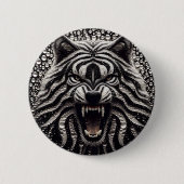 Schwarz-Silber-Wolf-Taste Button (Vorderseite)