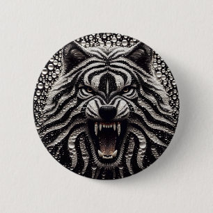 Schwarz-Silber-Wolf-Taste Button