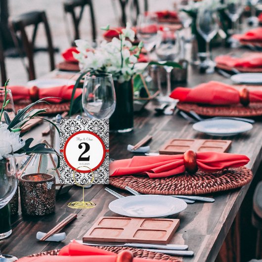 Schwarz-SilberDamassom-Tischnummer Postkarte