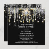 Schwarz silberfarbener Diamant-Schimmer strahlt el Einladung (Vorne/Hinten)