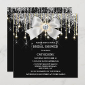 Schwarz silberfarbener Schimmer strahlt elegant Einladung (Vorne/Hinten)