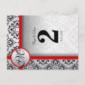 Schwarz-Silbergrau-Damasee-Tischnummer Postkarte (Vorderseite)