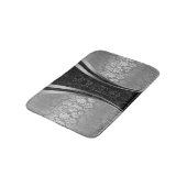 Schwarz-Silbergrau-Damaskus-Muster Badematte (Schrägansicht)