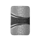 Schwarz-Silbergrau-Damaskus-Muster Badematte (Vorderseite Vertikal)