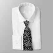 Schwarz & Silbergrau Muster Neck Tie Krawatte (Gebunden)