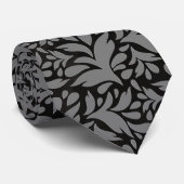 Schwarz & Silbergrau Muster Neck Tie Krawatte (Gerollt)
