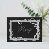 Schwarz/Silbergrau Swirl Rahmen passend UAWG RSVP Karte (Stehend Vorderseite)