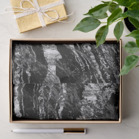 Schwarz-Silbergraue Marmorgestaltung Seidenpapier (Geschenk)
