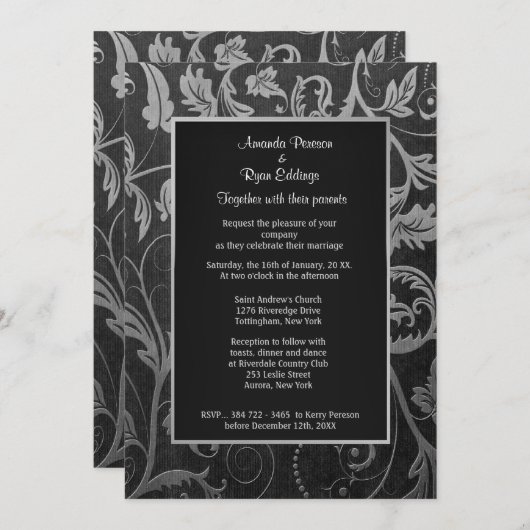 Schwarz-Silberkorb-Einladung Einladung (Vorne/Hinten)