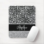 Schwarz-Silberleopard-Girly-Glam-Monogramm Mousepad (Mit Mouse)